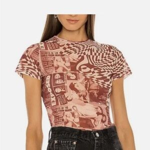 Miaou Mini Mesh Tee in Wanted Vintage Red Shirt